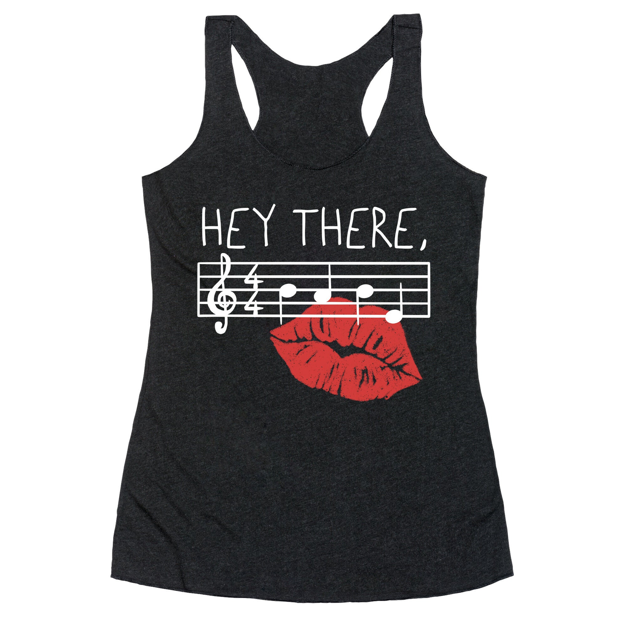 Hey There Babe Music Pun Racerback Tank